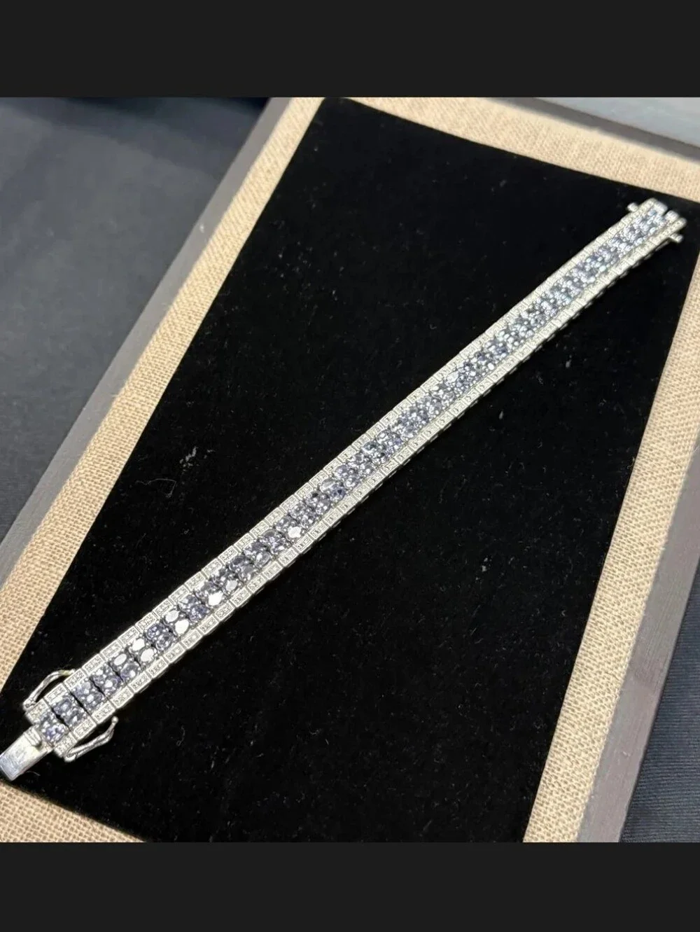 Sterling Silver Bondi Blue Tanzanite & Diamond Accent Bracelet 7.5